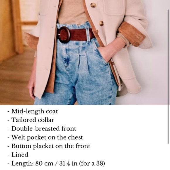 Sezane joe coat blue checks size 36 - Picture 2 of 7